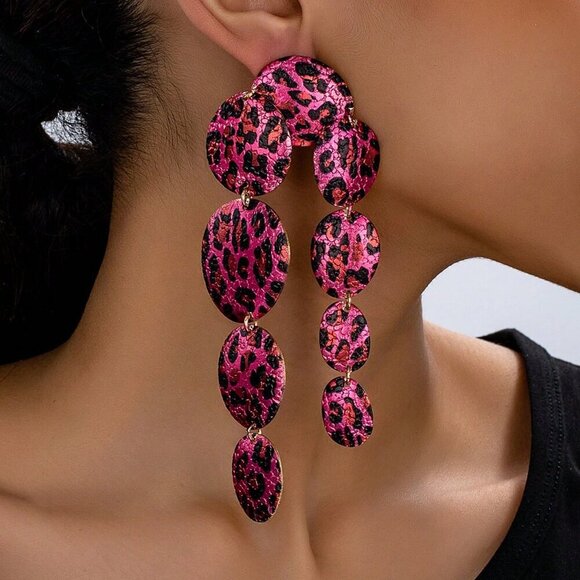 Yellow Gold Sexy Women's Oversized Exaggerated Round Cracked Patchwork Earrings - Picture 7 of 15